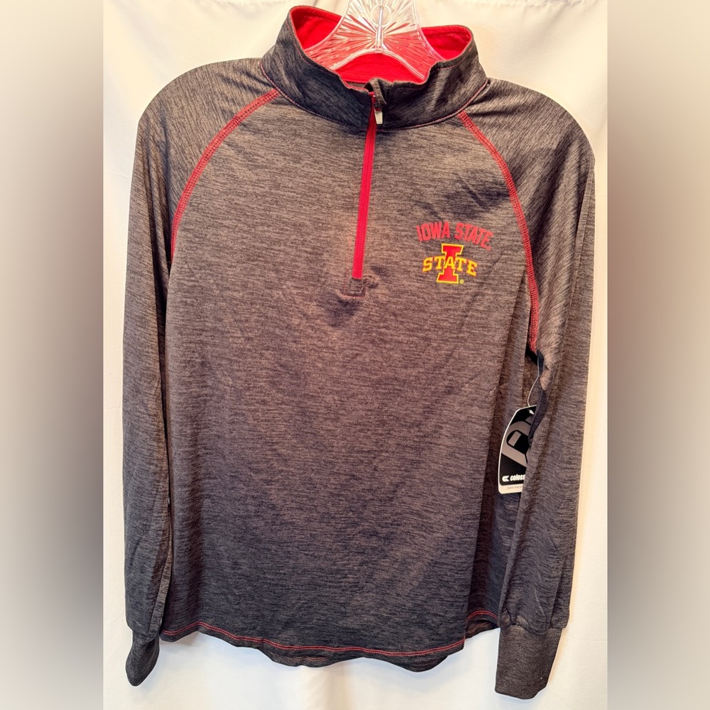 NWT Colosseum Iowa State‎ Women’s Large 1/4 Zip Long Sleeve Pullover Gray Red